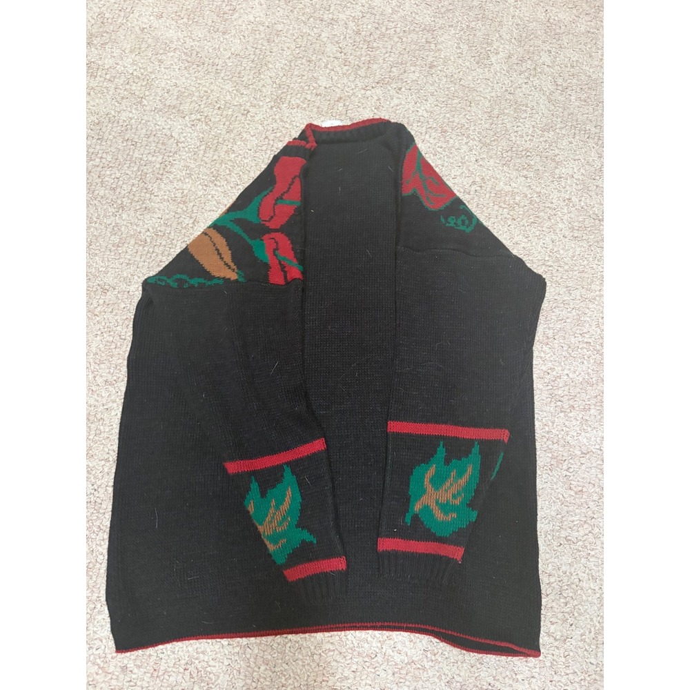Vintage JJ Browne USA Harvest Pumpkin Corn Fall Knit Sweater Black Womens Large - Picture 4 of 7